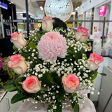 Mix of pink Roses and Mums